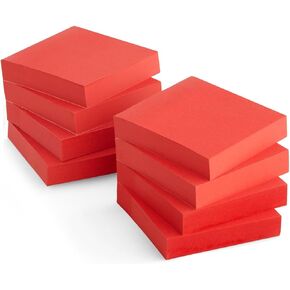 Juvale 8 Pack Bright Red Sticky Notes 3x3 Inch Self-Stick Note Pads for Home, Office Supplies (100 Sheets Per Pad)