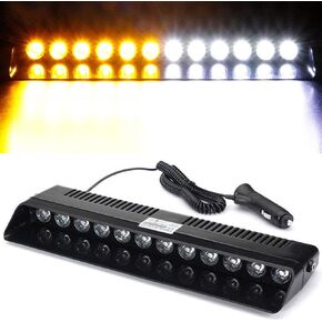 LED Emergency Strobe Light 12V Windshield Dash Dashboard Interior Flash Roof Hazard Warning Light Bar for Car Truck Vehicle w/Suction Cups Amber White White Amber