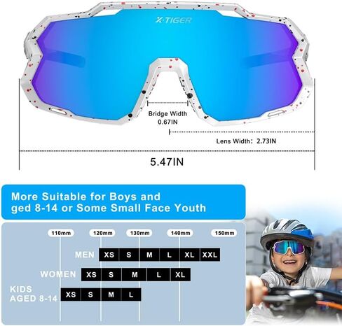 نظارات شمسية مستقطبة للأطفال من X-TIGER لعمر 8-14 سنة للأولاد والبنات والشباب، نظارات البيسبول الرياضية، نظارات ركوب الدراجات اللينة UV400 in Kuwait
