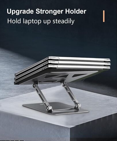 Aoviho Adjustable Laptop Stand for Desk,Portable Laptop Stand Holder and Riser,Foldable Aluminum Notebook Computer Stands for MacBook Air Pro HP Lenovo Dell Samsung Chromebook, 10-15.6 inch, Silver in Saudi Arabia