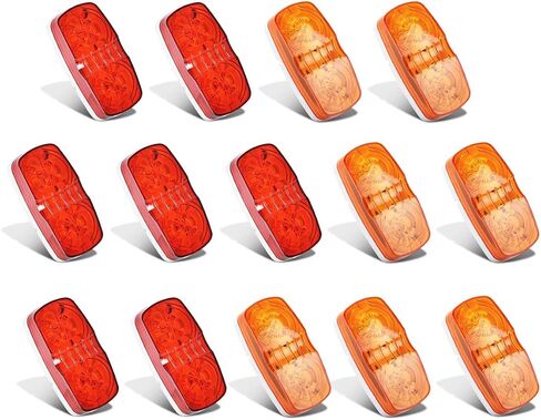 Nifeida 2 قطعة 4 × 2 بيضاوي أحمر LED ضوء علامة جانبية 10 صمامات ثنائية سطحية مقاومة للماء لإضاءة تعريف شاحنة مقطورة RV، قاعدة سوداء in Kuwait