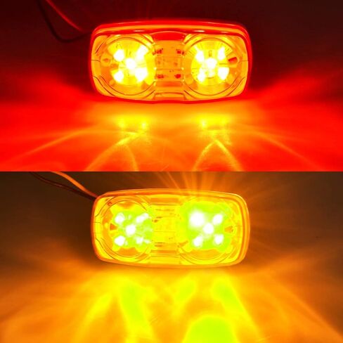 Nifeida 2 قطعة 4 × 2 بيضاوي أحمر LED ضوء علامة جانبية 10 صمامات ثنائية سطحية مقاومة للماء لإضاءة تعريف شاحنة مقطورة RV، قاعدة سوداء in Kuwait