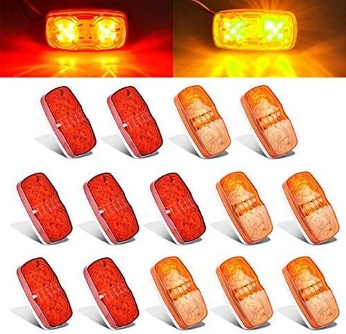 Nifeida 2 قطعة 4 × 2 بيضاوي أحمر LED ضوء علامة جانبية 10 صمامات ثنائية سطحية مقاومة للماء لإضاءة تعريف شاحنة مقطورة RV، قاعدة سوداء in Kuwait