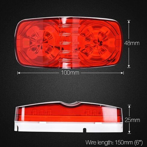 Nifeida 2 قطعة 4 × 2 بيضاوي أحمر LED ضوء علامة جانبية 10 صمامات ثنائية سطحية مقاومة للماء لإضاءة تعريف شاحنة مقطورة RV، قاعدة سوداء in Kuwait