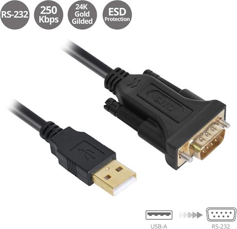 محول SIIG USB إلى تسلسلي، كابل USB 2.0 إلى RS-232 ذكر DB9 ذو 9 سنون، 3.3 قدم، مجموعة شرائح FTDI FT232، 250 كيلوبت في الثانية، مطلي بالذهب 24 قيراط، متوافق مع TAA، حماية ESD، لنظام التشغيل Windows وMac (JU-CS0311-S1) in Saudi Arabia