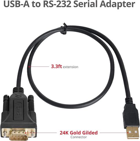 محول SIIG USB إلى تسلسلي، كابل USB 2.0 إلى RS-232 ذكر DB9 ذو 9 سنون، 3.3 قدم، مجموعة شرائح FTDI FT232، 250 كيلوبت في الثانية، مطلي بالذهب 24 قيراط، متوافق مع TAA، حماية ESD، لنظام التشغيل Windows وMac (JU-CS0311-S1) in Saudi Arabia