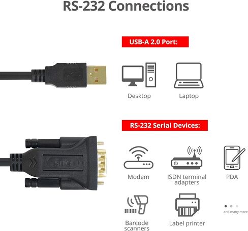محول SIIG USB إلى تسلسلي، كابل USB 2.0 إلى RS-232 ذكر DB9 ذو 9 سنون، 3.3 قدم، مجموعة شرائح FTDI FT232، 250 كيلوبت في الثانية، مطلي بالذهب 24 قيراط، متوافق مع TAA، حماية ESD، لنظام التشغيل Windows وMac (JU-CS0311-S1) in Saudi Arabia