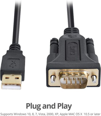 محول SIIG USB إلى تسلسلي، كابل USB 2.0 إلى RS-232 ذكر DB9 ذو 9 سنون، 3.3 قدم، مجموعة شرائح FTDI FT232، 250 كيلوبت في الثانية، مطلي بالذهب 24 قيراط، متوافق مع TAA، حماية ESD، لنظام التشغيل Windows وMac (JU-CS0311-S1) in Saudi Arabia