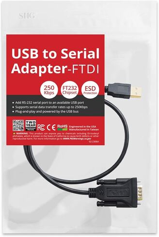 محول SIIG USB إلى تسلسلي، كابل USB 2.0 إلى RS-232 ذكر DB9 ذو 9 سنون، 3.3 قدم، مجموعة شرائح FTDI FT232، 250 كيلوبت في الثانية، مطلي بالذهب 24 قيراط، متوافق مع TAA، حماية ESD، لنظام التشغيل Windows وMac (JU-CS0311-S1) in Saudi Arabia