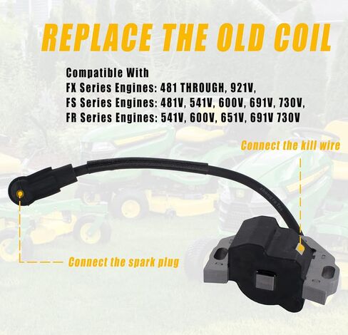 2Pcs Ignition Coil 21171-0743 Compatible with Kawasaki FX FS FR Engine 481V, 541V, 600V, 651V, 691V, 730V, 921V Replaces 21171-0738 21171-0711 in Saudi Arabia