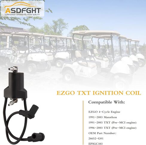 ملف الإشعال 26652-G01 - يناسب 1991-2003 EZGO 26652G01 عربة الجولف Marathon Medalist TXT ملف الإشعال المزدوج 4 دورة 4 السكتة الدماغية Ignitor استبدال 26652-G01 EPIGC103 in Kuwait
