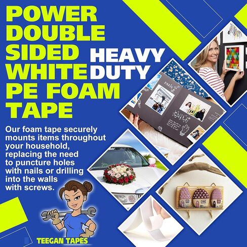 Gaffer Power Foam Tape Craft Double Sided | Heavy Duty Double Sided Mounting Tape | Double Sided Fabric Tape for Clothing | Outdoor Double Sided Mounting Tape|1-inch x 27 Feet, 1/16 Thick in Kuwait