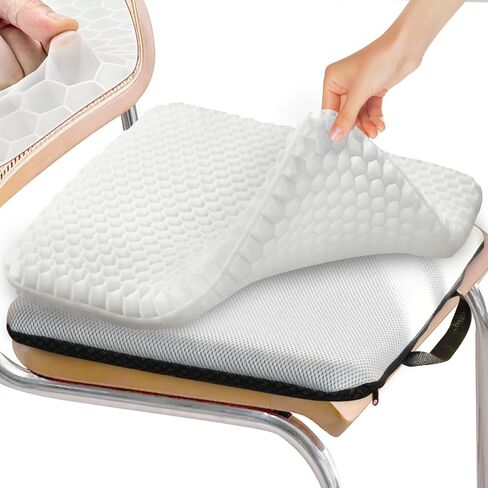 Super Large & Thick Gel Seat Cushion for Long Sitting, Office Chair Cushion for Car, Wheelchair, Desk, Stadium- Hip, Coccyx, Sciatica, Pressure Sores Tailbone Pain Relief Pad, Seat Cushion in Saudi Arabia