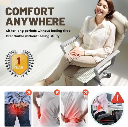 Super Large & Thick Gel Seat Cushion for Long Sitting, Office Chair Cushion for Car, Wheelchair, Desk, Stadium- Hip, Coccyx, Sciatica, Pressure Sores Tailbone Pain Relief Pad, Seat Cushion in Saudi Arabia