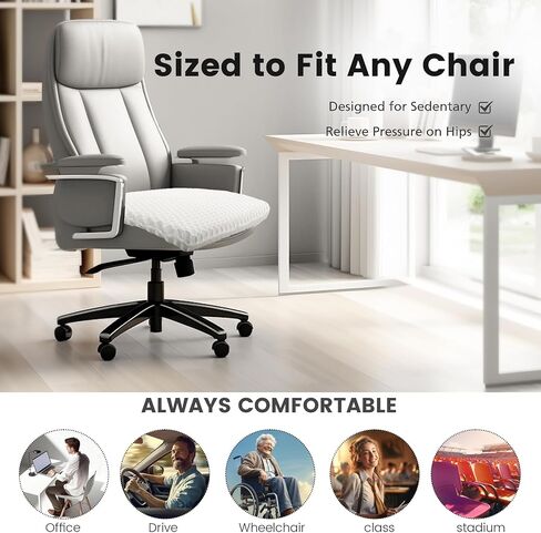 Super Large & Thick Gel Seat Cushion for Long Sitting, Office Chair Cushion for Car, Wheelchair, Desk, Stadium- Hip, Coccyx, Sciatica, Pressure Sores Tailbone Pain Relief Pad, Seat Cushion in Saudi Arabia