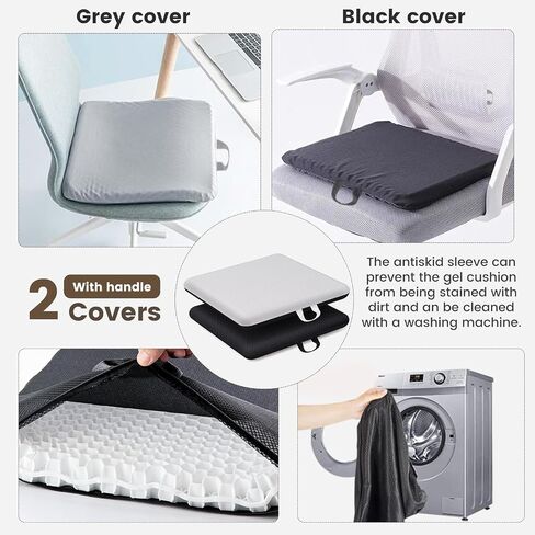 Super Large & Thick Gel Seat Cushion for Long Sitting, Office Chair Cushion for Car, Wheelchair, Desk, Stadium- Hip, Coccyx, Sciatica, Pressure Sores Tailbone Pain Relief Pad, Seat Cushion in Saudi Arabia