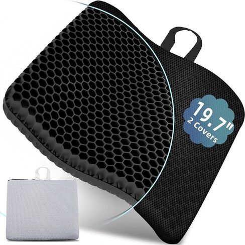 Super Large & Thick Gel Seat Cushion for Long Sitting, Office Chair Cushion for Car, Wheelchair, Desk, Stadium- Hip, Coccyx, Sciatica, Pressure Sores Tailbone Pain Relief Pad, Seat Cushion in Saudi Arabia
