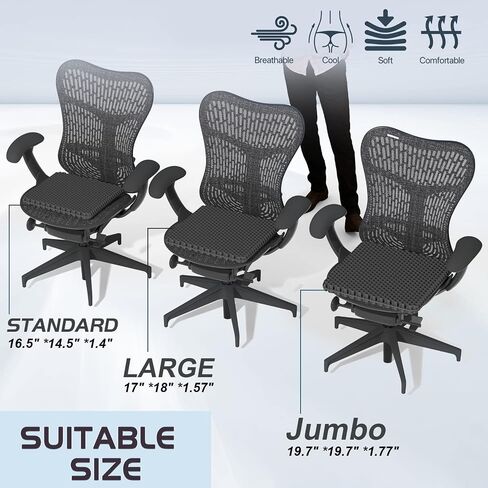 Super Large & Thick Gel Seat Cushion for Long Sitting, Office Chair Cushion for Car, Wheelchair, Desk, Stadium- Hip, Coccyx, Sciatica, Pressure Sores Tailbone Pain Relief Pad, Seat Cushion in Saudi Arabia
