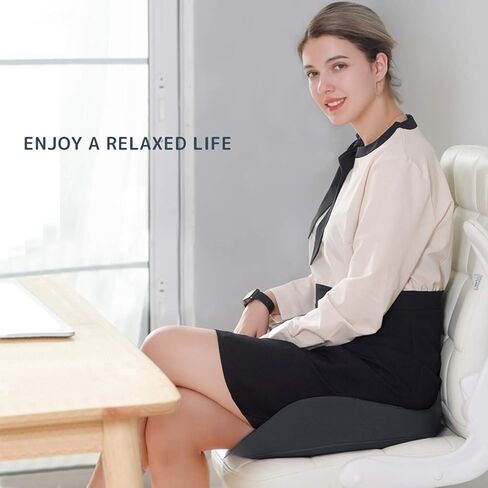 وسادة مقعد من إسفنج الذاكرة بنسبة 100% لتخفيف الضغط على العصعص لساعات طويلة من الجلوس على كرسي المكتب/المنزل، السيارة، الكرسي المتحرك (رمادي) in Kuwait