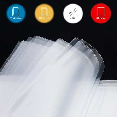 200 حزمة من أكمام المستندات مقاس 8.5 × 11 بوصة - واقيات أوراق شفافة بدون ثقوب للصور والمطبوعات الفنية وأكمام قابلة لإعادة الاستخدام خالية من الأحماض، وحاميات ورق التحميل العلوي، وحاميات المستندات، وحاميات الصفحات in Kuwait