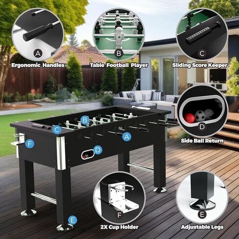 طاولة كرة قدم جودورا مقاس 55 بوصة، طاولة كرة قدم بحجم المنافسة للبالغين مع 9 كرات، حاملي أكواب، مجموعتين من اللاعبين، طاولة كرة قدم قابلة للتعديل في الهواء الطلق لغرفة الألعاب، المنزل in Kuwait