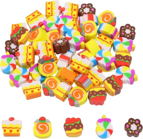 Mini Erasers Pencil Erasers for Students Classroom School Learning Homework Reward Prize Gift Party Favor, 50PCS (Cake) in Saudi Arabia