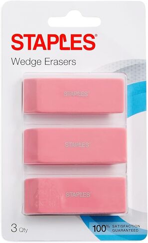 ممحاة إسفينية وردية من ستابلز، 3/عبوة in Kuwait