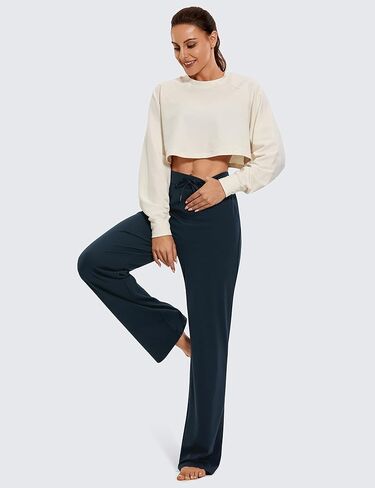 CRZ YOGA Women's Casual Wide Leg Sweatpants: 31'' - Athletic Comfy High Waisted Stretchy Flowy Work Yoga Pants with Pockets in Saudi Arabia