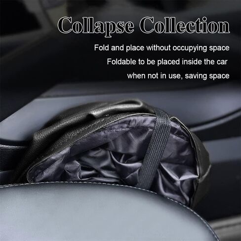 Car Trash Can, Collapsible Pop Up Trash Can for Car, PU Leather Car Garbage Can, Waterproof Car Garbage Can, Portable Garbage Bin, Car Interior Accessories Multipurpose Trash Bin for Car (Black) in Kuwait