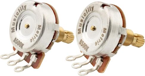 Musiclily Pro HD A500K+B500K نحاس كامل متري خشن 18 خطًا مقسمًا لأواني الصوت الخطية المستدقة لباس الجيتار الكهربائي على طراز Epiphone (مجموعة من 2A2B) in Saudi Arabia