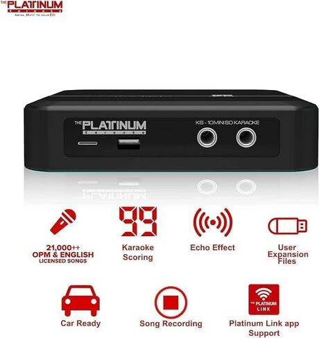 The Platinum Karaoke Machine KS10 32G Mini SD Card for Kids and Adults with Microphone and Songbook, 21,000+ English and OPM Songs, Karaoke Portable System for TV, Home Theater System, Party in Kuwait