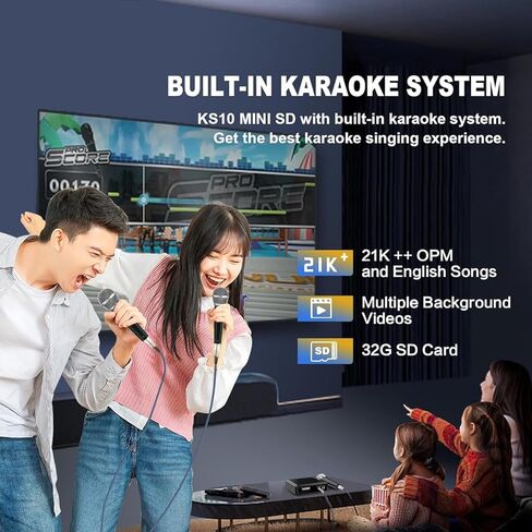 The Platinum Karaoke Machine KS10 32G Mini SD Card for Kids and Adults with Microphone and Songbook, 21,000+ English and OPM Songs, Karaoke Portable System for TV, Home Theater System, Party in Kuwait