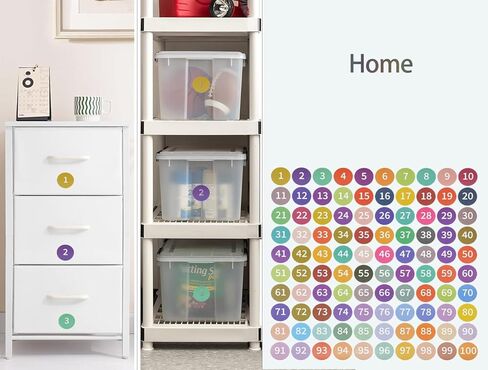 1 Inch Colorful Number Labels,Waterproof & Self-Adhesive Number Stickers forHome,Office,Kitchen,Organizing,10pcs 1-100 (White) in Kuwait