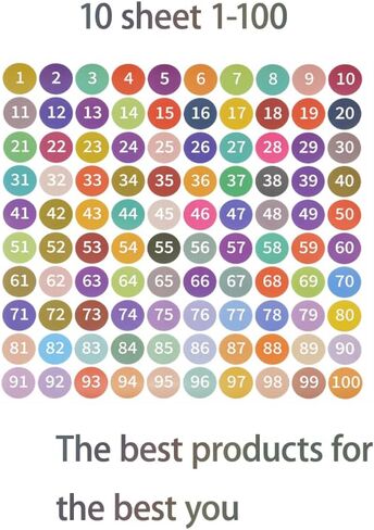 1 Inch Colorful Number Labels,Waterproof & Self-Adhesive Number Stickers forHome,Office,Kitchen,Organizing,10pcs 1-100 (White) in Kuwait