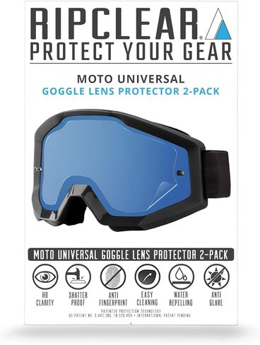 بديل تمزيق واقي عدسة RIPCLEAR Smith Squad MTB/Moto (حجم عالمي يناسب جميع نظارات Oakley) يقلل من نفايات الدراجات الترابية من الدرجة العسكرية/ATV/Moto Goggles واقيات عدسات شفافة كريستالية، عبوة من قطعتين in Kuwait