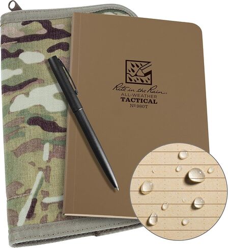 مجموعة أدوات Rite in the Rain التكتيكية الميدانية المقاومة للطقس: غطاء قماش MultiCam CORDURA®، دفتر ملاحظات تكتيكي باللون البني مقاس 4.625 × 7.25 بوصة، قلم مقاوم للطقس (رقم 980M-KIT) in Saudi Arabia