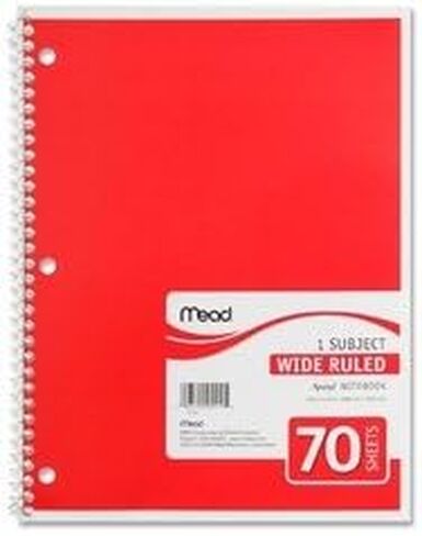 Mead دفتر ملاحظات حلزوني، موضوع واحد، قاعدة عريضة، 70 ش، 10-1/2 بوصة × 8 بوصة، Ast. - عبوة من 1 in Saudi Arabia
