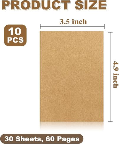 10 أجهزة كمبيوتر محمولة للجيب، 3.5 × 4.9 بوصة دفاتر ملاحظات صغيرة من ورق الكرافت، مفكرة جيب صغيرة صغيرة، مجلة صغيرة للسفر، دفتر ملاحظات بحجم الجيب، لوحة ملاحظات صغيرة بخط أفقي للرجال والنساء والأطفال، 30 ورقة، 60 صفحة مبطنة in Kuwait