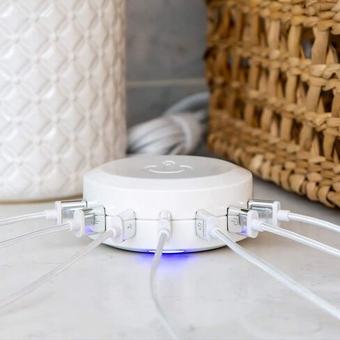 محطة شحن سطح المكتب ChargeHub X7 Signature، 7 منافذ USB - تقنية SmartSpeed ​​لهواتف iPhone X/8/7/6 Plus، iPad، Galaxy S9/S8/S7، Nexus، LG وغيرها من الأجهزة (أبيض) in Kuwait