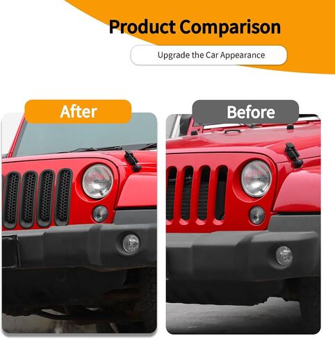 غطاء حماية شبكي أمامي من Hoolcar مزود بمشبك على شكل قرص العسل مناسب لسيارة Jeep Wrangler JK JKU 2007-2017، ملحقات خارجية، أسود غير لامع in Kuwait