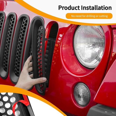 غطاء حماية شبكي أمامي من Hoolcar مزود بمشبك على شكل قرص العسل مناسب لسيارة Jeep Wrangler JK JKU 2007-2017، ملحقات خارجية، أسود غير لامع in Kuwait