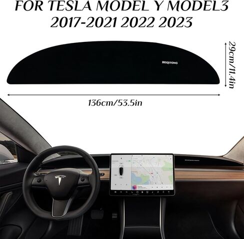 غطاء لوحة القيادة Fit Tesla Model 3/Y، حصيرة غطاء لوحة القيادة من الفلانيل متوافقة مع Tesla Model Y Model 3 2017-2021 2022 2023 أغطية داخلية مزخرفة للوحة القيادة ملحقات Tesla، أسود in Kuwait