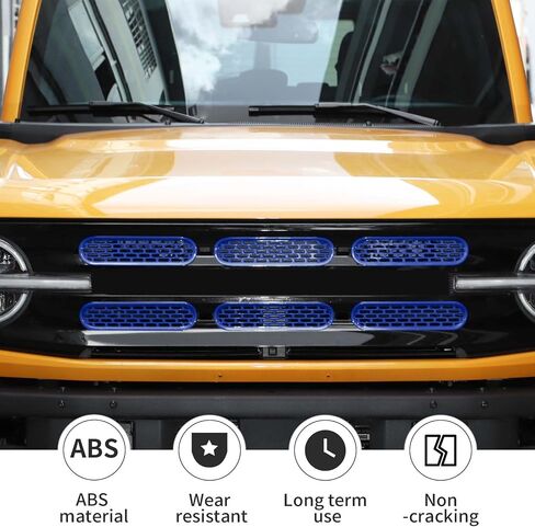 حشوات شبكية أمامية من Linskip متوافقة مع Ford Bronco Big Bend & Outer Banks 2021 2022 2023 2024، غطاء حماية شبكي، ملحقات خارجية (برتقالي) in Kuwait