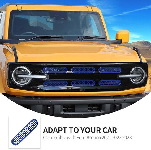 حشوات شبكية أمامية من Linskip متوافقة مع Ford Bronco Big Bend & Outer Banks 2021 2022 2023 2024، غطاء حماية شبكي، ملحقات خارجية (برتقالي) in Kuwait