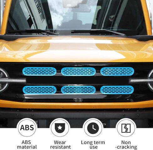 حشوات شبكية أمامية من Linskip متوافقة مع Ford Bronco Big Bend & Outer Banks 2021 2022 2023 2024، غطاء حماية شبكي، ملحقات خارجية (برتقالي) in Kuwait