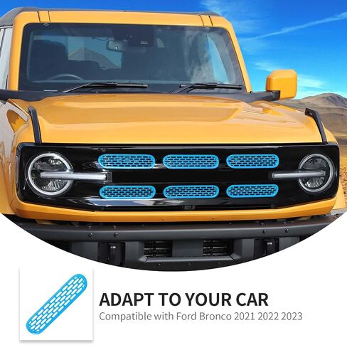 حشوات شبكية أمامية من Linskip متوافقة مع Ford Bronco Big Bend & Outer Banks 2021 2022 2023 2024، غطاء حماية شبكي، ملحقات خارجية (برتقالي) in Kuwait