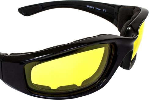 Birdz 4 Pairs Padded Motorcycle Sunglasses Riding Glasses Anti Fog Lenses Smoke Clear Yellow Light Blue in Saudi Arabia