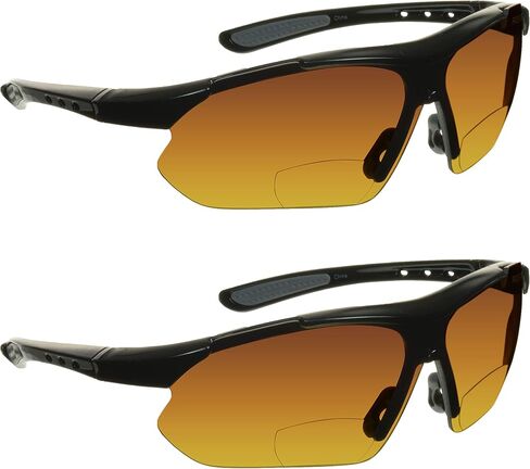 proSPORT BIFOCAL Sunglass Readers Men Women Blue Light Blocking HD Amber Lens Semi-Rimless Wrap-Around Golf Driving in Saudi Arabia