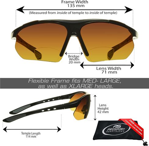 proSPORT BIFOCAL Sunglass Readers Men Women Blue Light Blocking HD Amber Lens Semi-Rimless Wrap-Around Golf Driving in Saudi Arabia