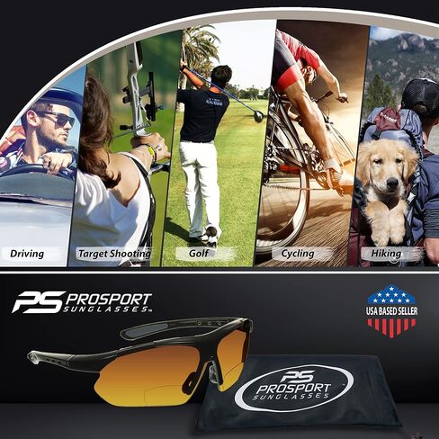 proSPORT BIFOCAL Sunglass Readers Men Women Blue Light Blocking HD Amber Lens Semi-Rimless Wrap-Around Golf Driving in Saudi Arabia
